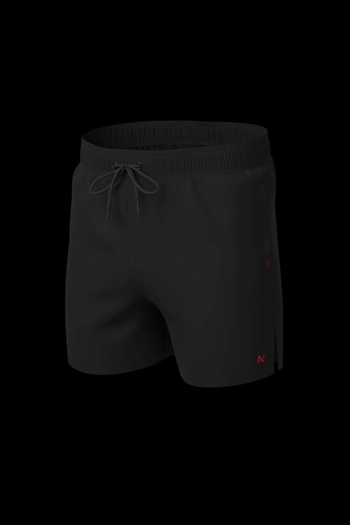 Maillot de bain Solida noir, minimaliste avec taille élastique et cordon de serrage pour un style épuré.