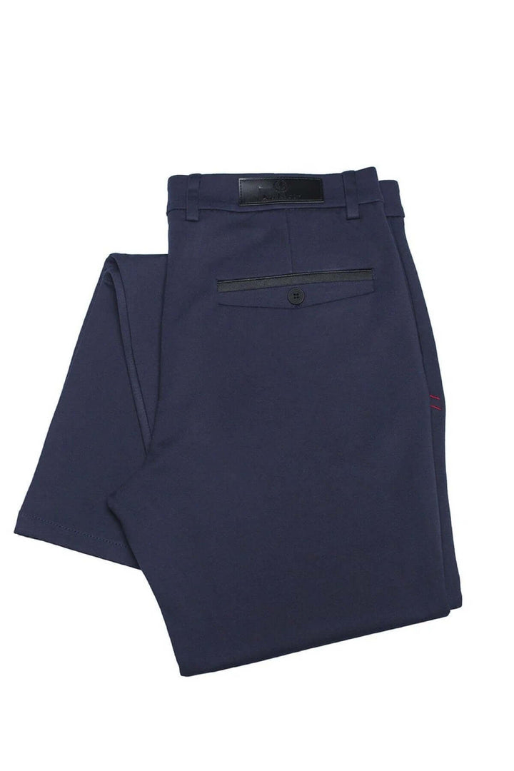 Pantalon Beretta en tissu extensible, coupe fuselée, couleur marine, parfait pour le bureau ou les sorties.