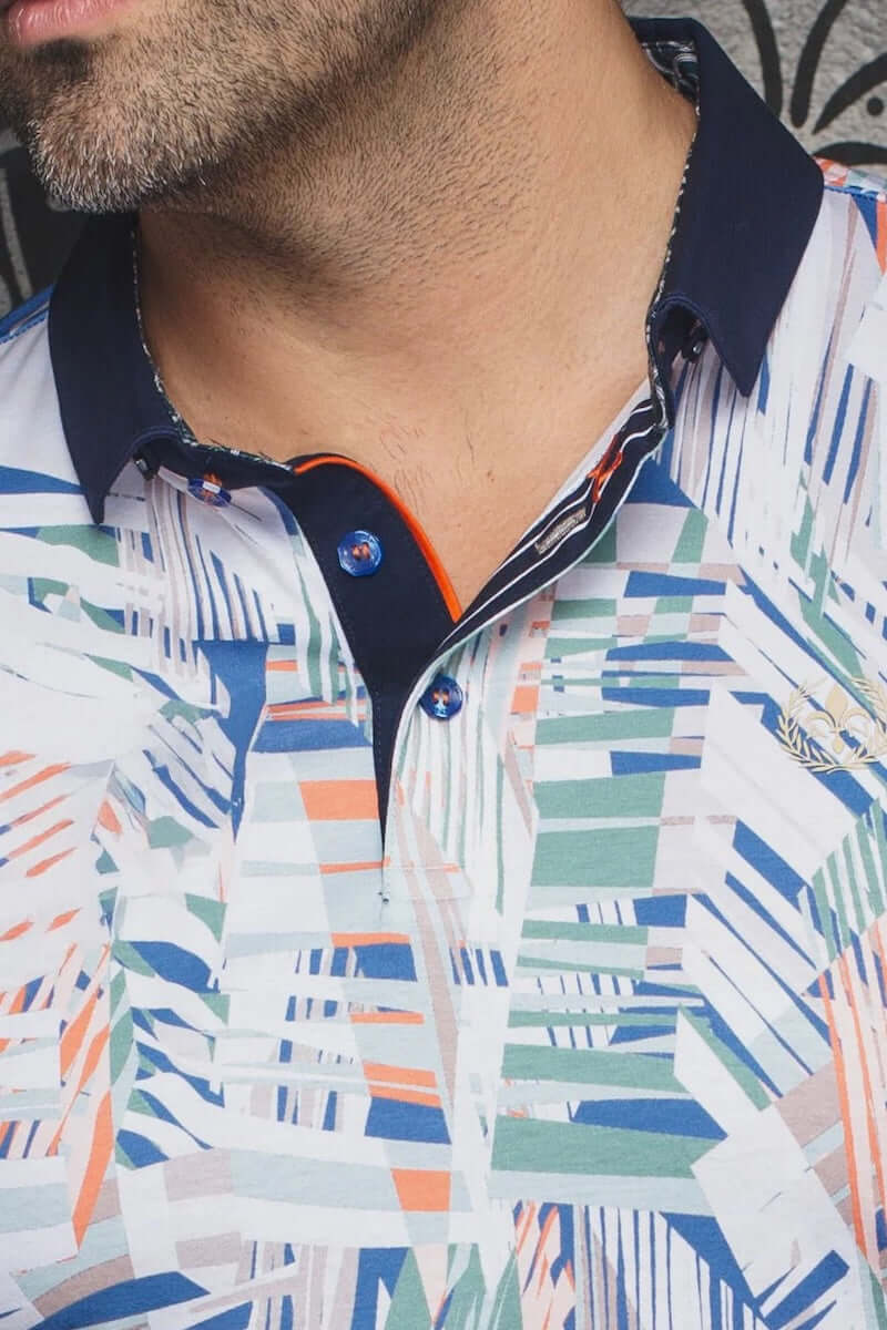 Polo Benoni pour homme, motifs contrastants, col contrastant, tissu en coton haut de gamme, détails sophistiqués.