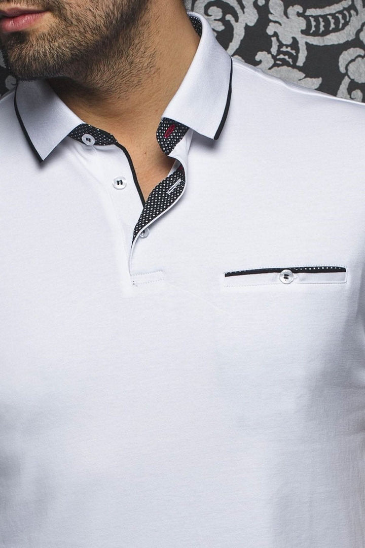 Polo Mercury homme, tissu en coton, col contrastant, broderie signature, élégance décontractée.