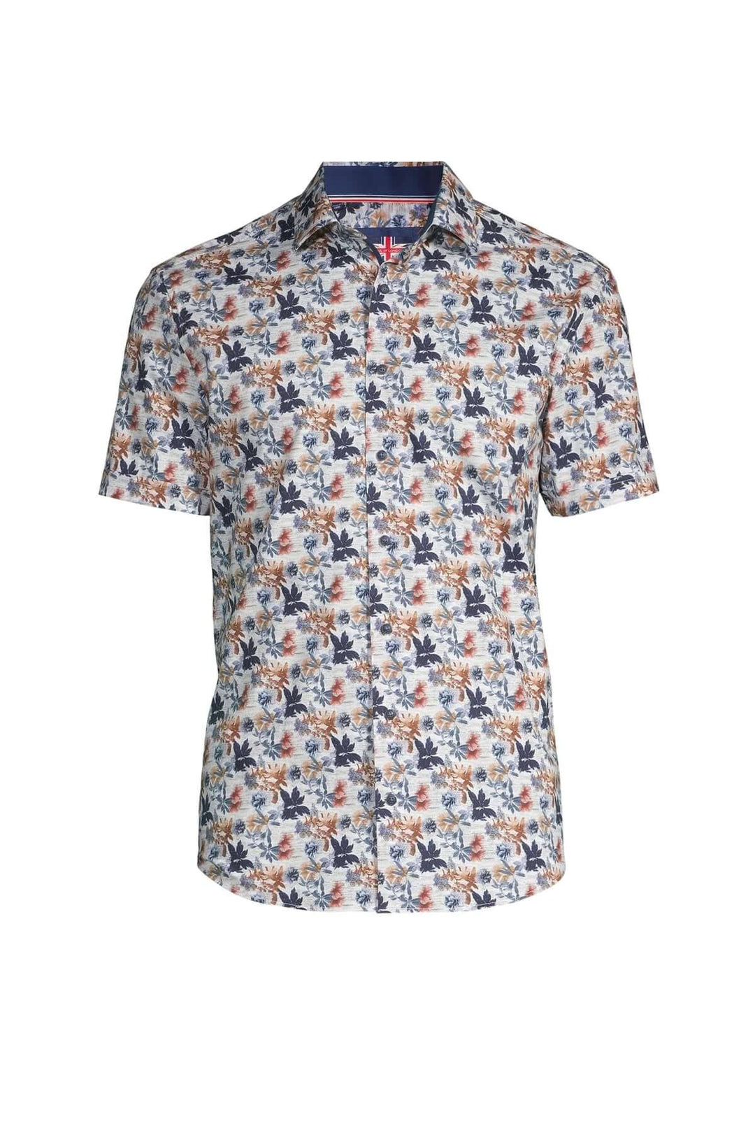 Chemise de sport en coton extensible à manches courtes avec imprimé floral tropical multicolore.