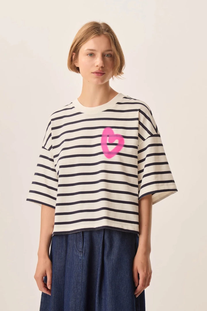 Fionna Striped Short-Sleeve Sweater Fit, Loose Fit