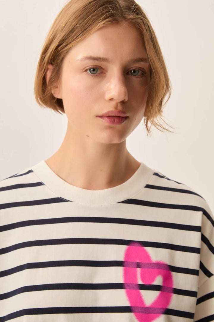 Fionna Striped Short-Sleeve Sweater Fit, Loose Fit