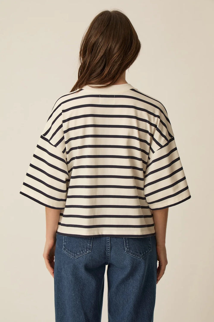 Fionna Striped Short-Sleeve Sweater Fit, Loose Fit