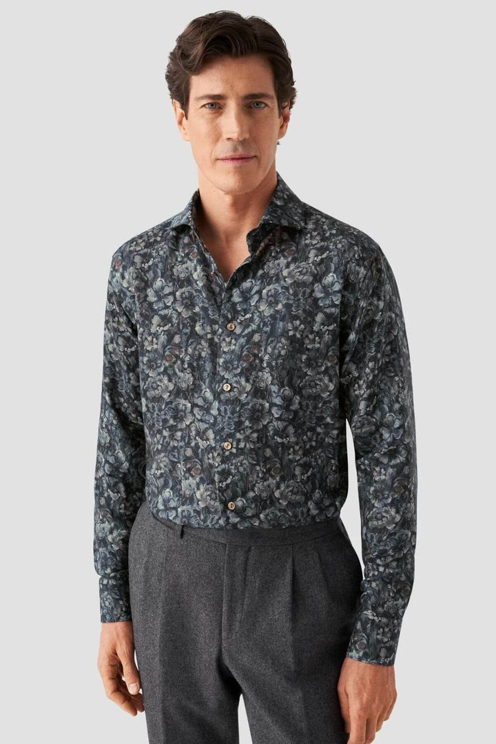 Chemise en laine mérinos à imprimé floral