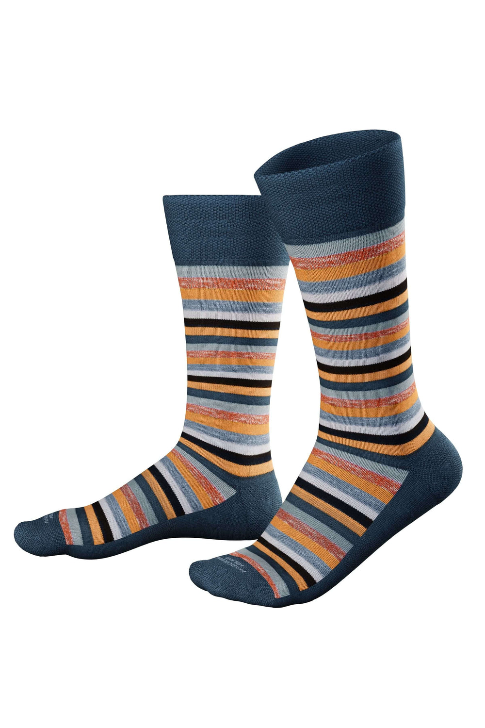 Bas à rayures multicolores alliant confort et style, parfait pour ajouter une touche audacieuse à votre tenue.