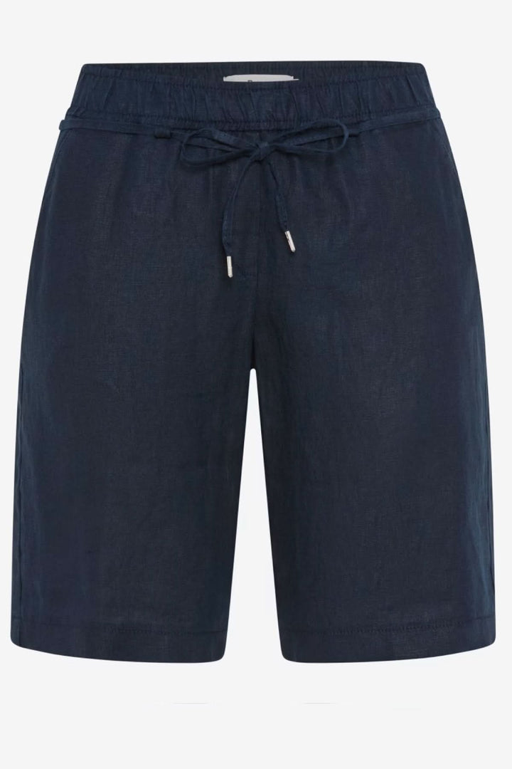 Bermudas en lin MEL B pour femme, style décontracté, avec taille élastique et ceinture nouée. Parfait pour un look moderne et sophistiqué.