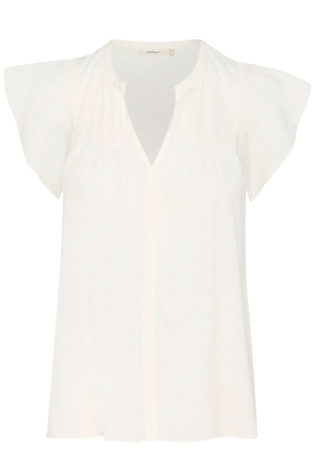 Blouse Cidenza légère avec encolure plissée et manches volantes, en tissu doux et fluide.