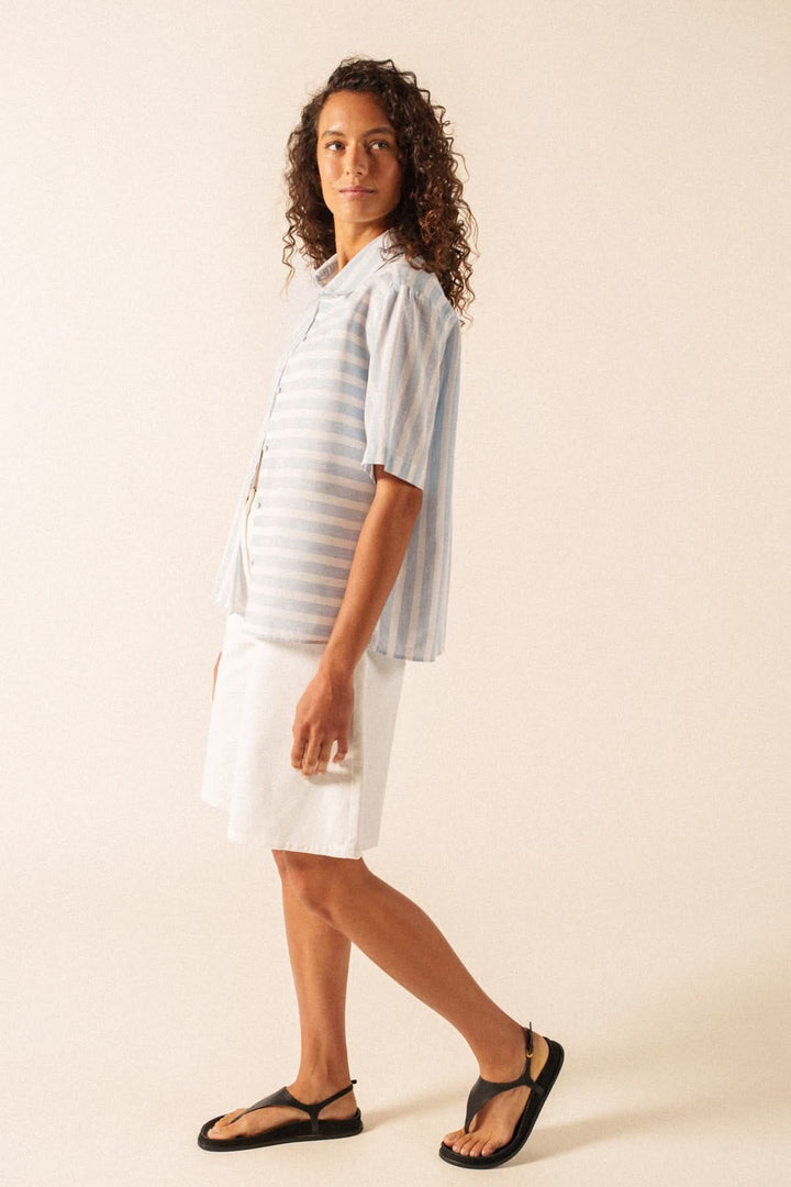 Blouse à rayures manches courtes ALMA, chemise décontractée pour l&