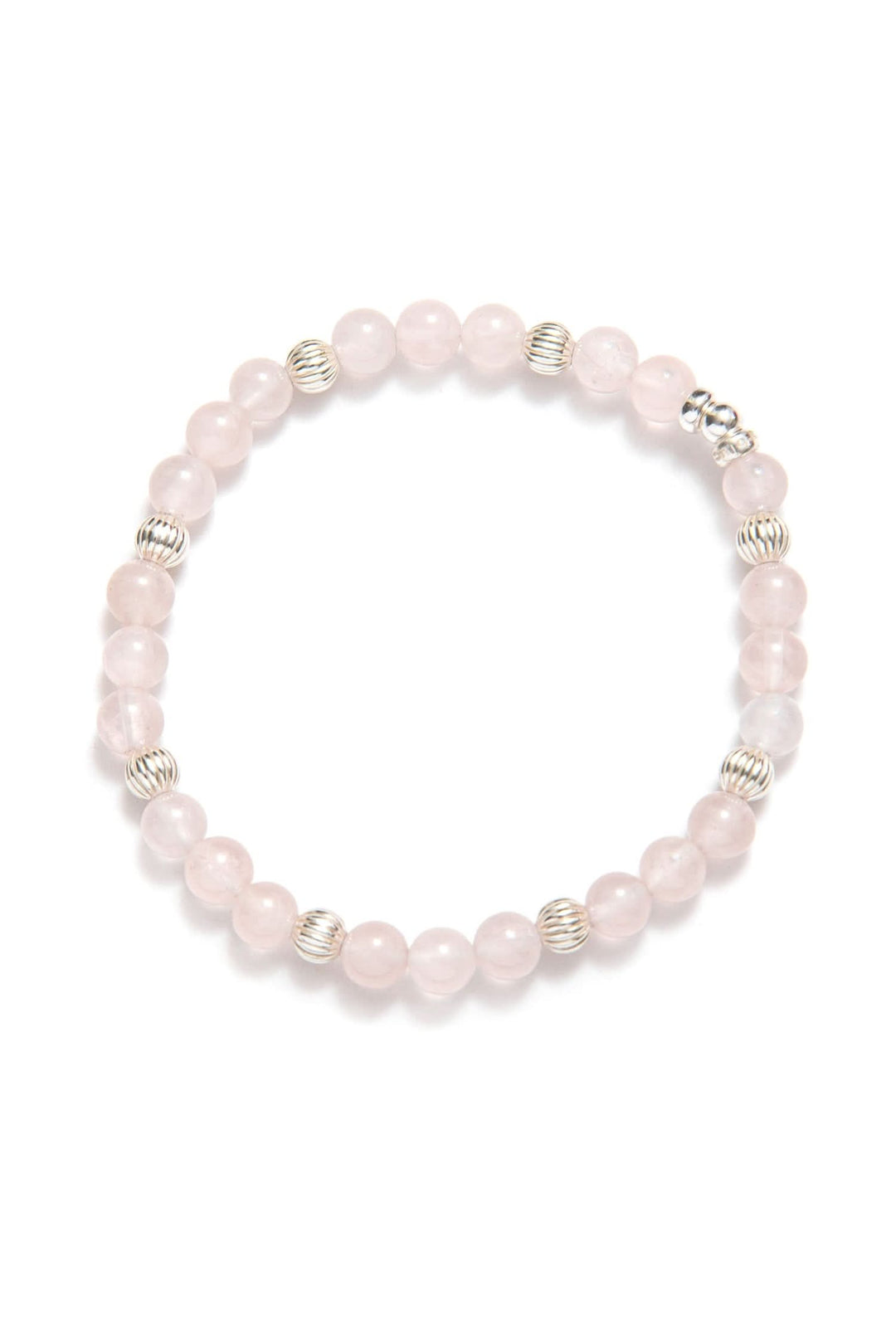 Bracelet argent Be Alluring avec perles de quartz rose, design élégant et subtil, collection Héritage.