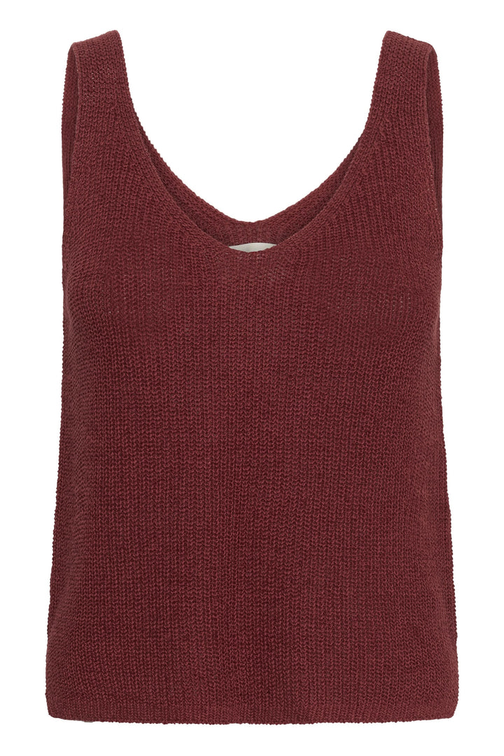 Camisole Rebecca tricotée col v sans manches en maille texturée, idéale pour un look décontracté et confortable