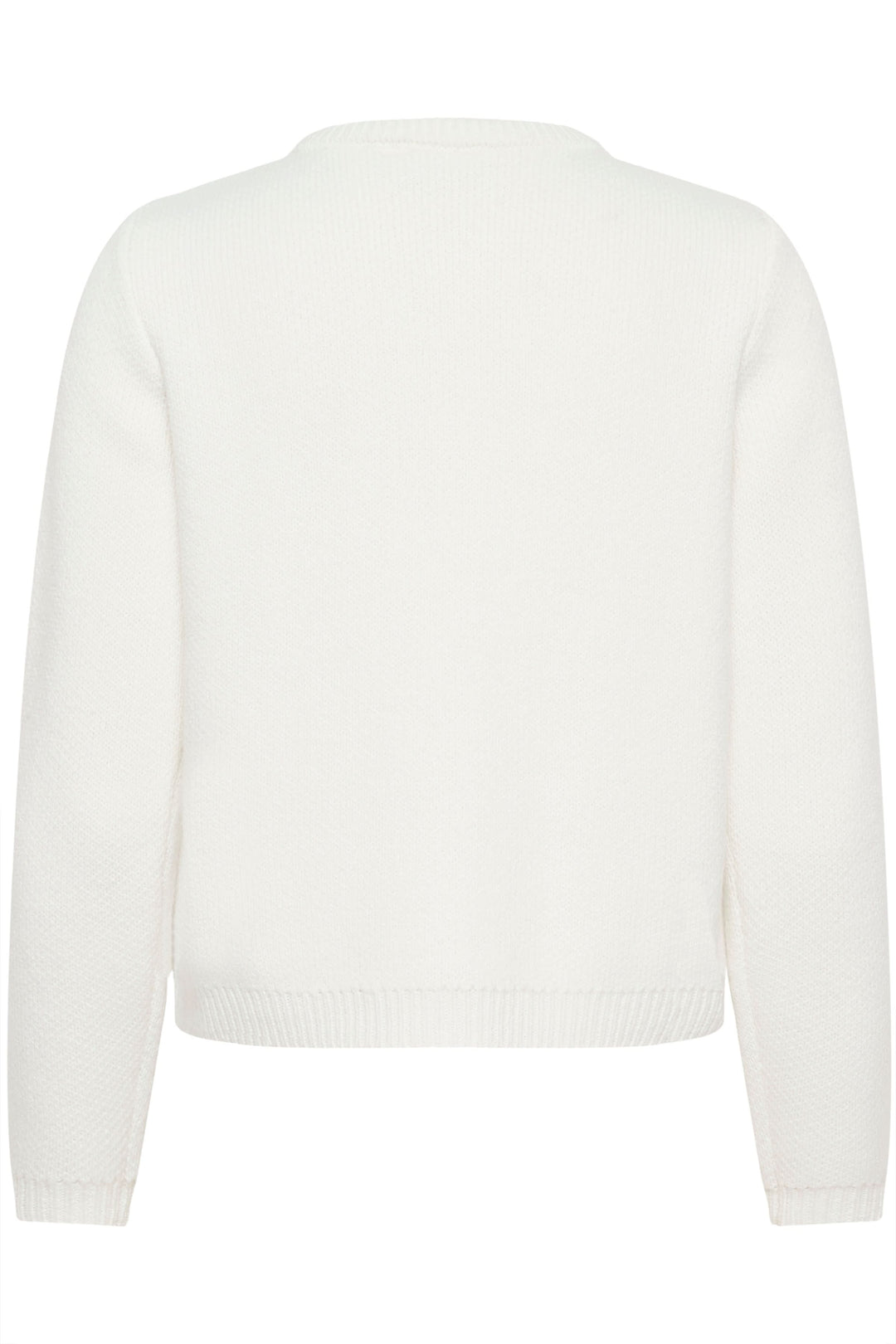 Cardigan Bowie blanc au style délicat, maille fine, coupe droite, encolure arrondie pour une élégance quotidienne raffinée. 