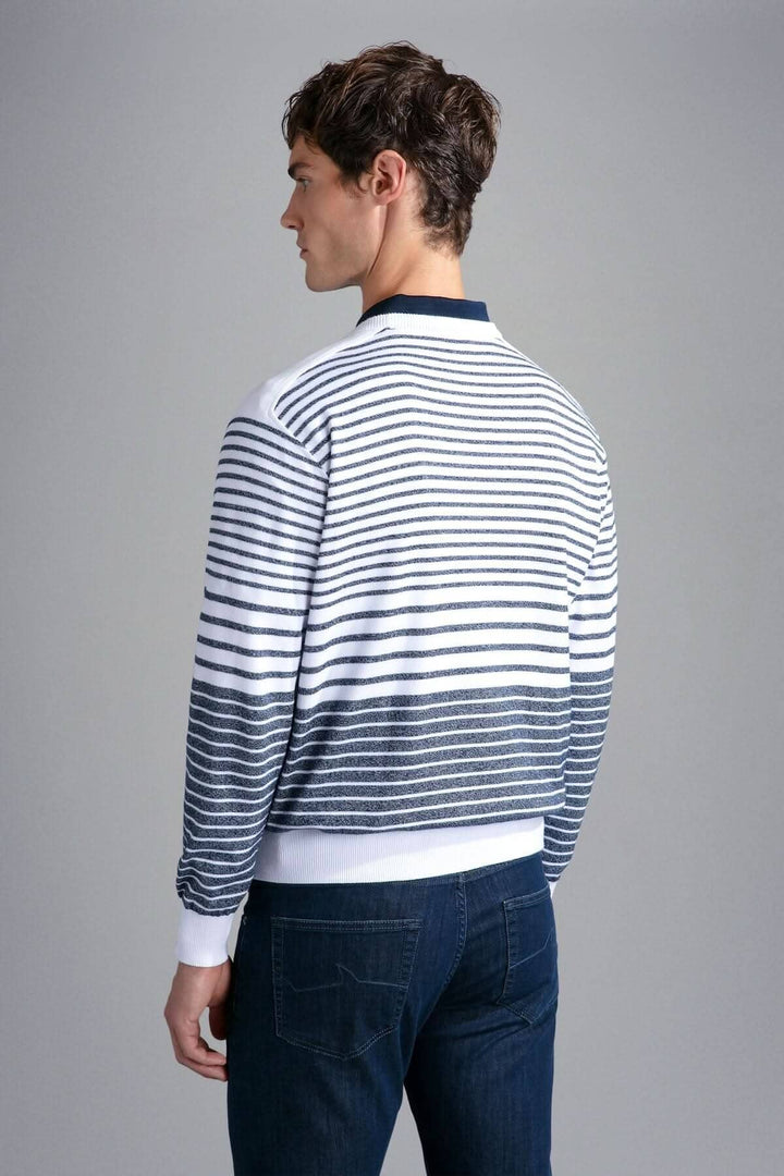 Pull à col rond rayé Paul &amp; Shark Riviera pour homme, coupe régulière et couleurs intemporelles.