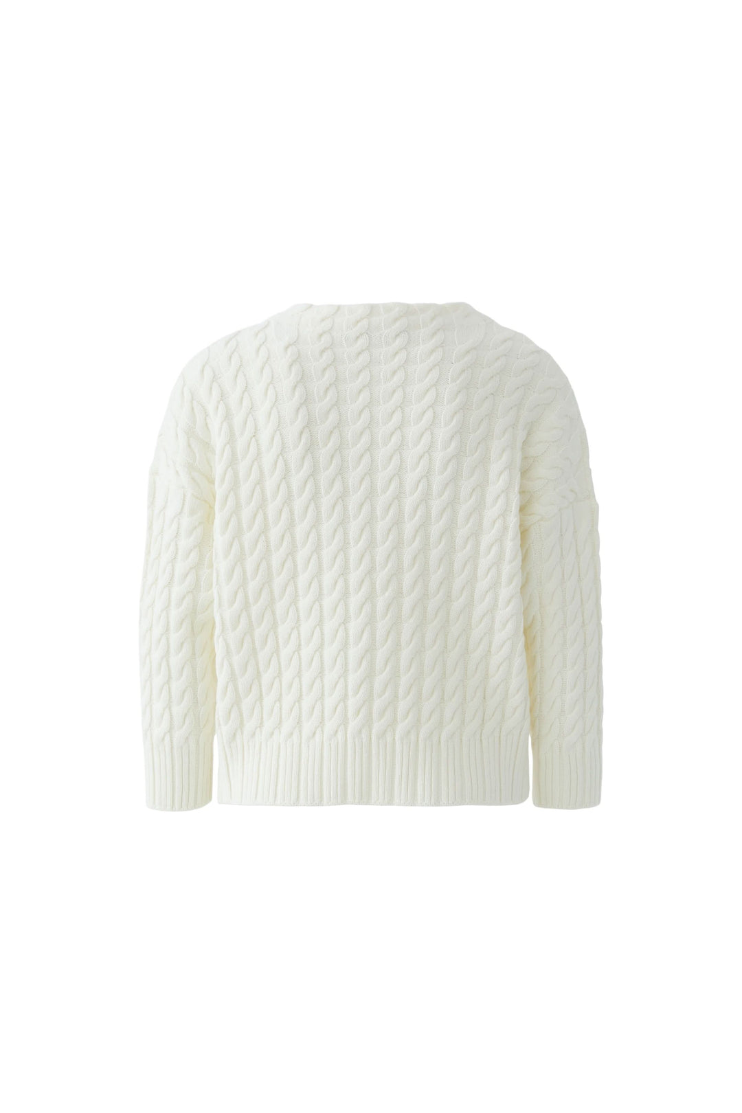 Chandail en maille torsadée avec broderies florales, coupe droite et encolure ronde, texture relief pour une touche féminine raffinée.