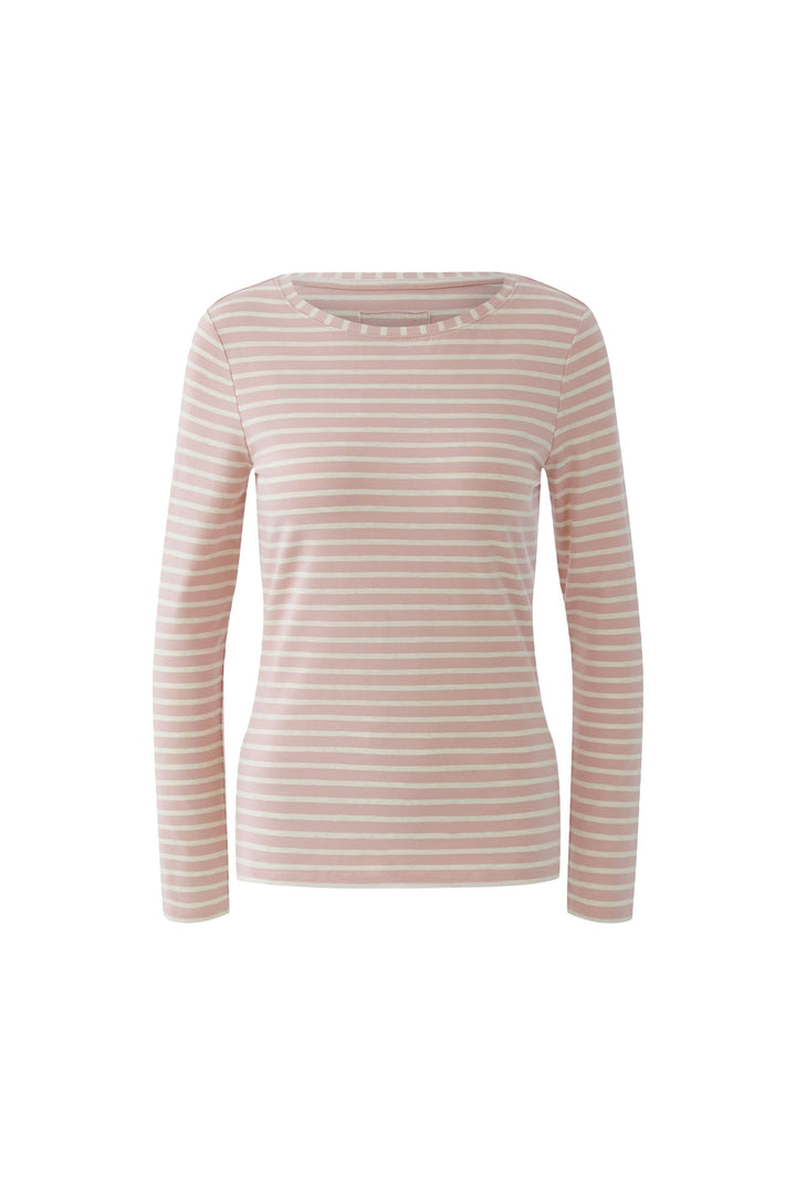 Chandail à manches longues ligné avec rayures et encolure ronde, idéal pour un style quotidien intemporel et confortable.