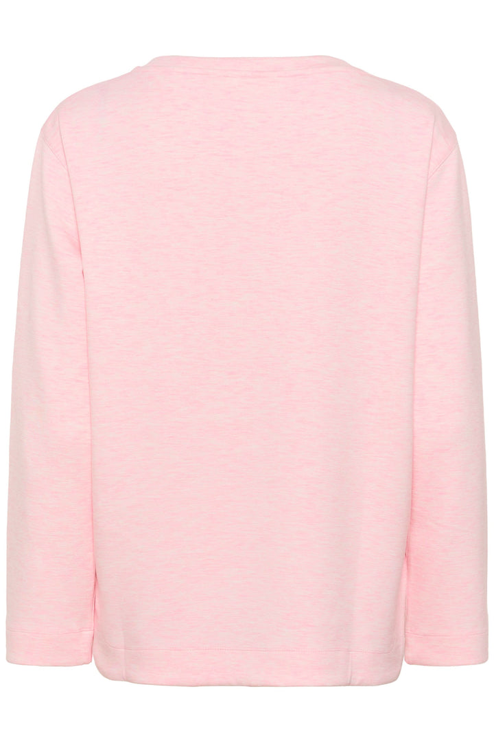 Chandail molletonné Gincent rose pâle avec encolure arrondie et manches longues, adapté pour un look décontracté ou élégant.