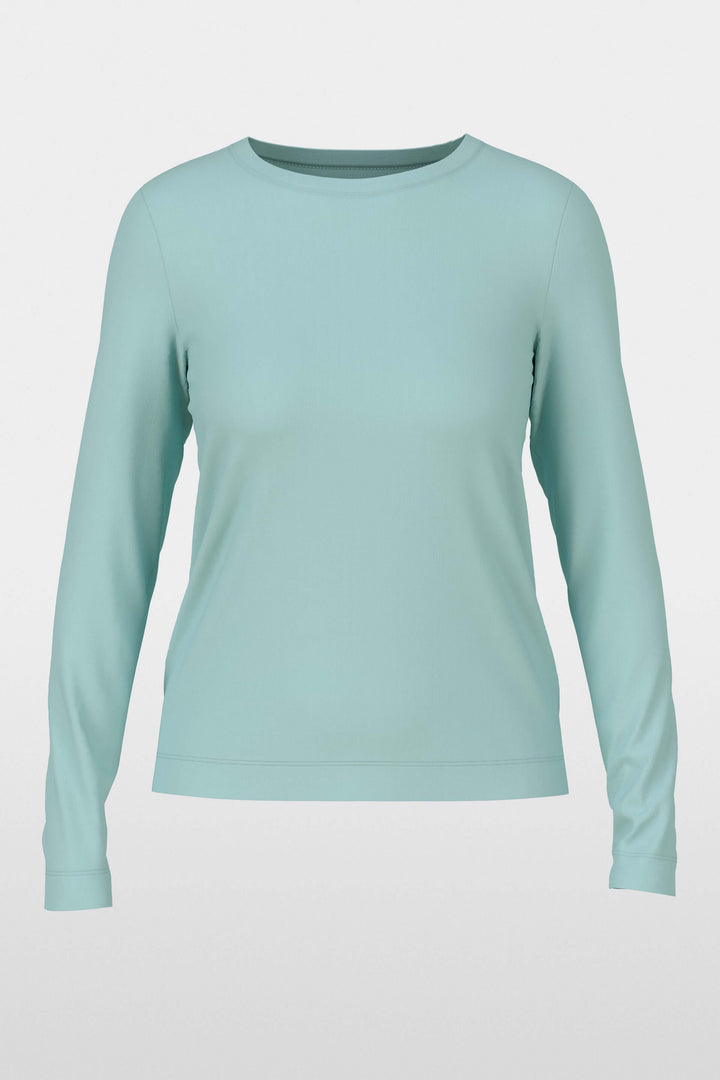 Chandail unie à manches longues en tissu doux et confortable, idéal pour un style minimaliste et chic avec encolure ronde et coupe ajustée.