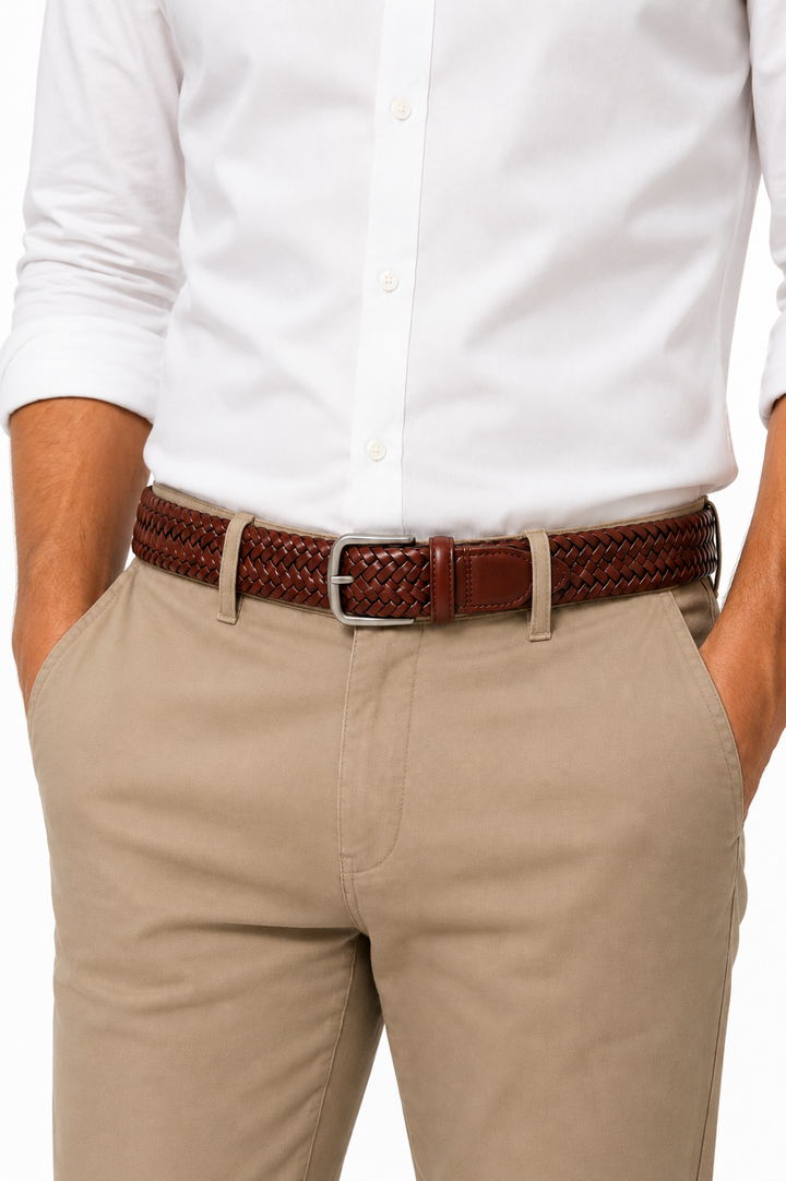 Braided leather belt