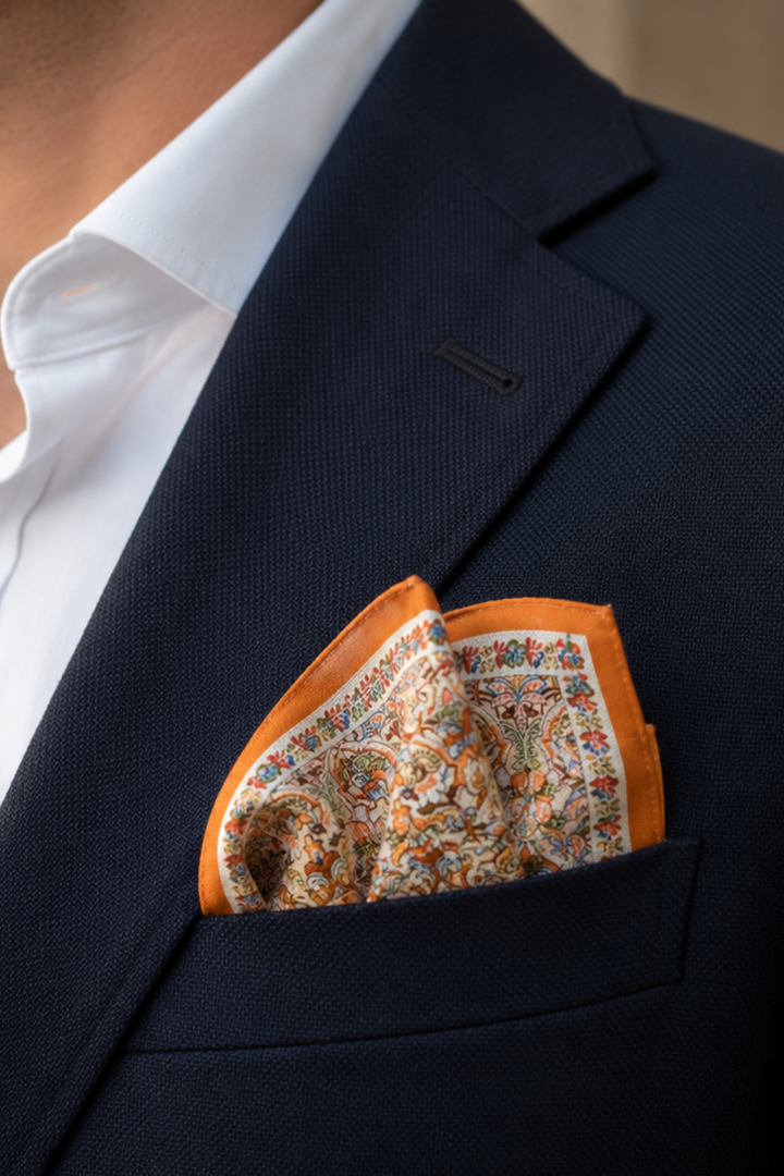 Pocket handkerchief with an ornamental floral pattern