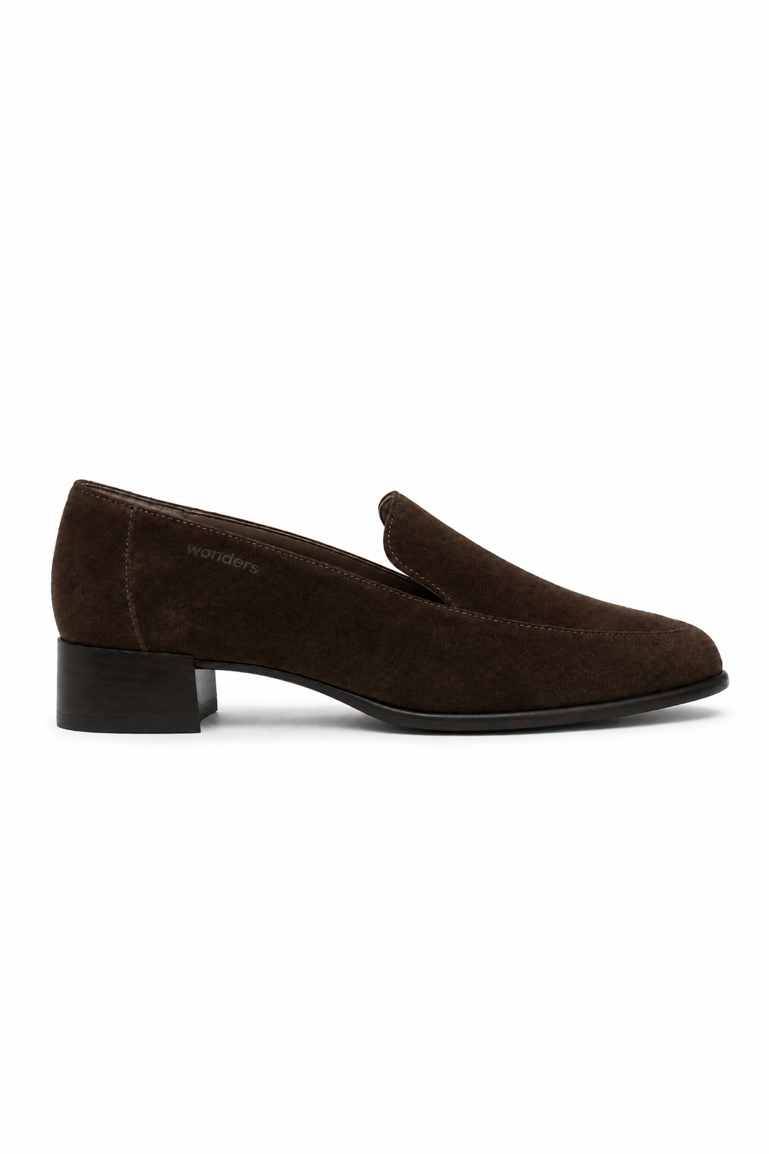 Suede loafers with a low heel 