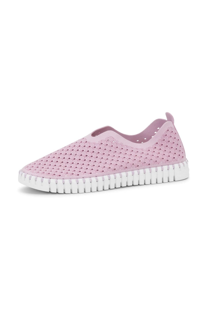 Chaussure tulip139 rose à perforations, conçue en microfibre recyclée pour un style léger et confortable.