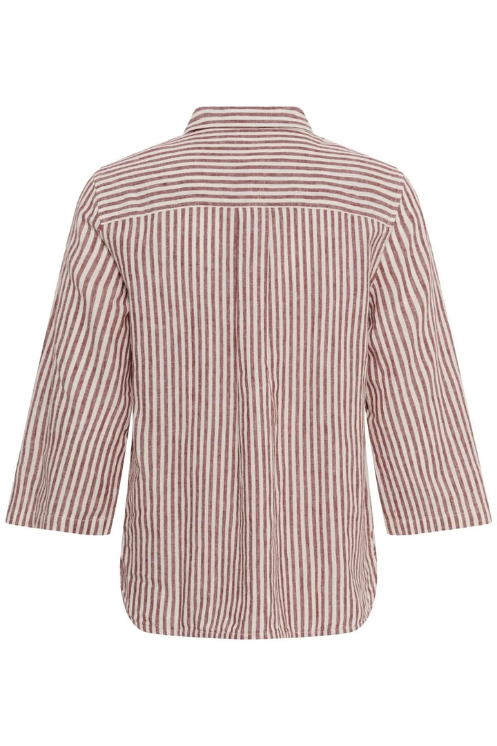Chemise rayée Cindie vue de dos avec col classique et manches 3/4, idéale pour une garde-robe polyvalente et confortable.