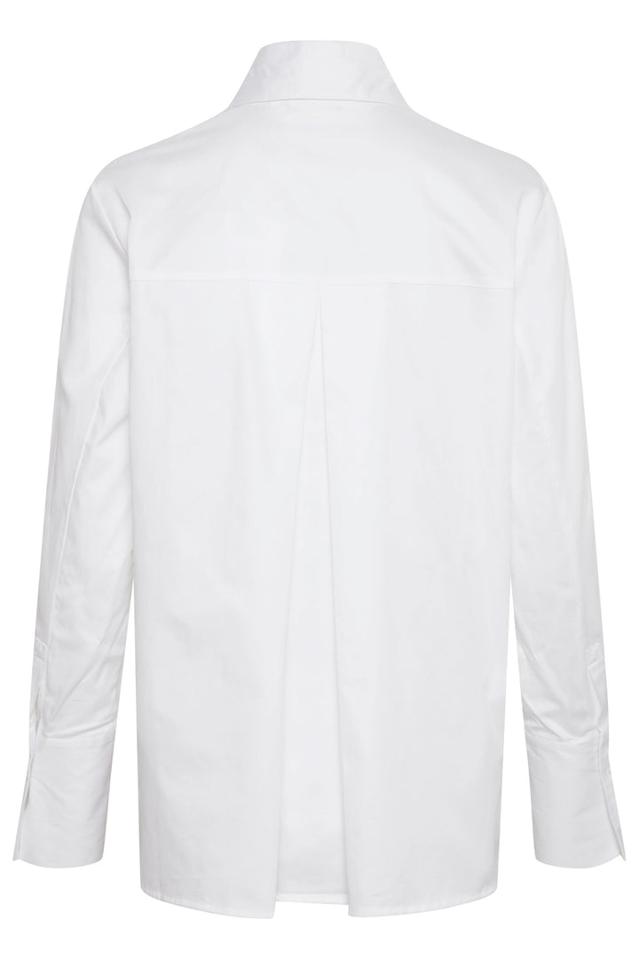 Chemise Vex blanche à manches longues, col traditionnel et design élégant vu de dos.
