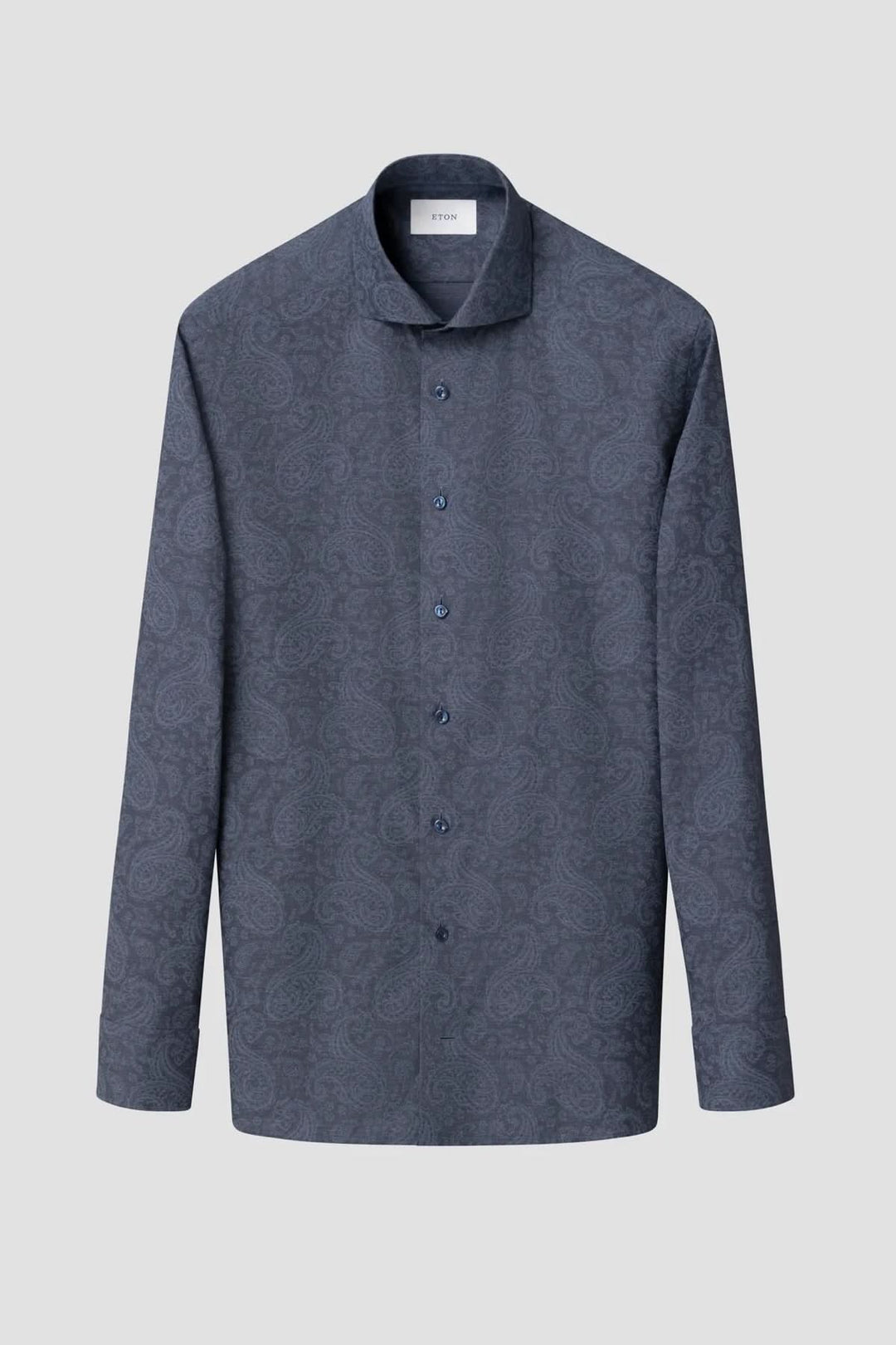 Chemise ajustée à imprimé cachemire élégante avec motif paisley ton sur ton, coupe moderne, col rigide, idéale pour tenue formelle.