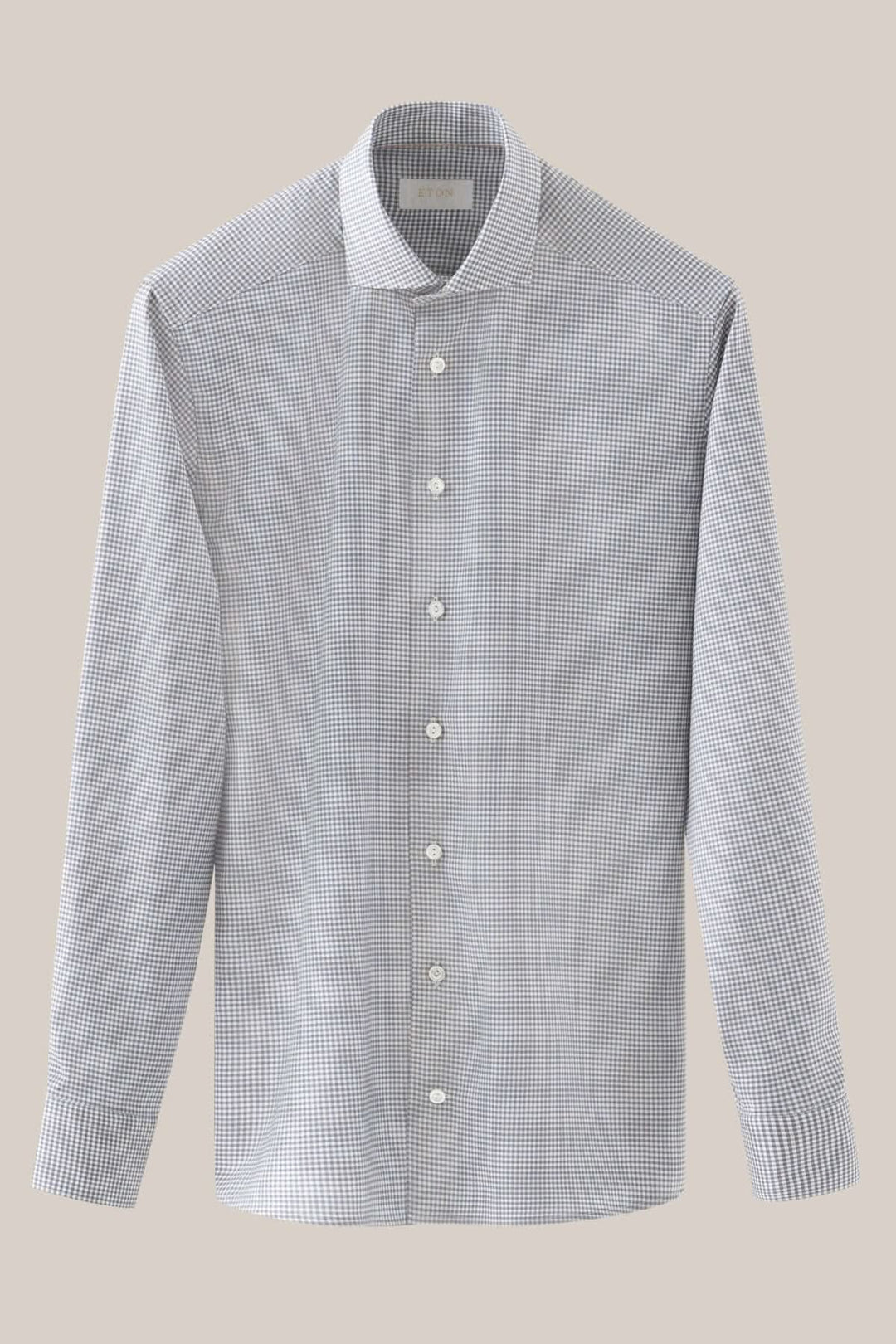 Chemise en laine mérinos à micro-carreaux, élégante et respirante, fabriquée par Reda à Biella, Italie.