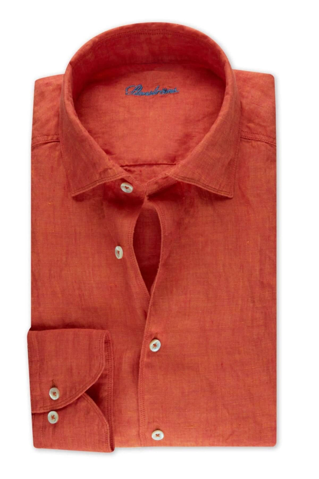 Chemise en lin orange, 100% naturel, légère et respirante, idéale pour l&