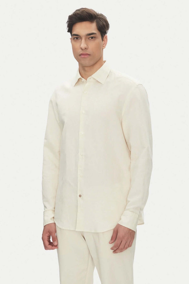 Chemise en lin et coton BOSS légère, idéale pour l&