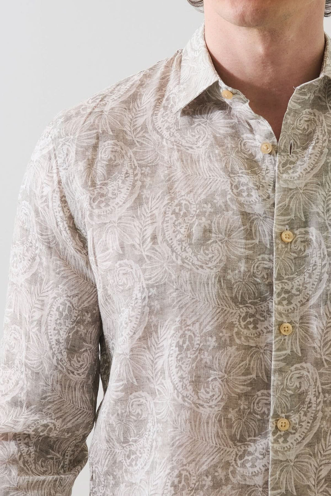 Paisley-print linen shirt