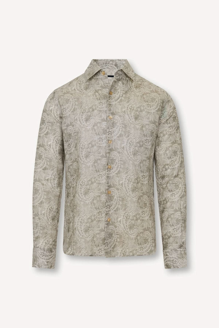 Paisley-print linen shirt