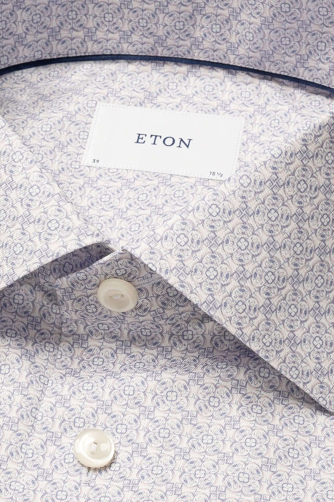 Chemise en sergé à motif géométrique subtil de la marque Eton, col et boutons élégants.