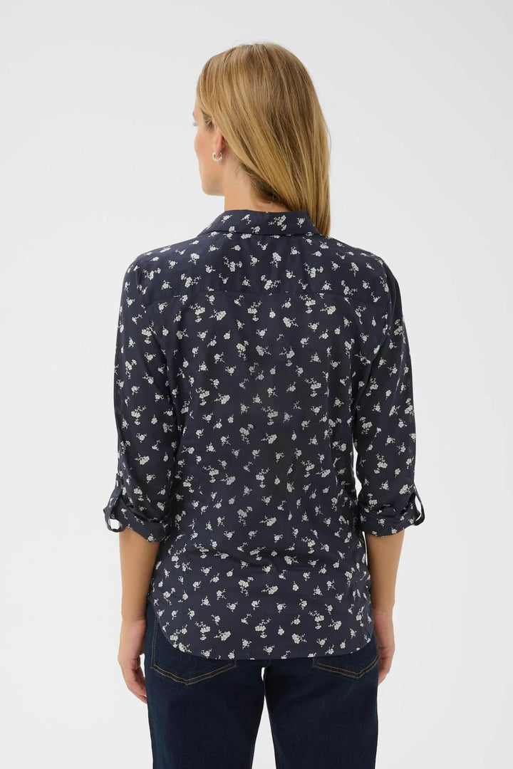 Vue arrière de la Chemise à imprimé floral Cortnio, coupe droite et col classique, idéale pour un style féminin et intemporel.