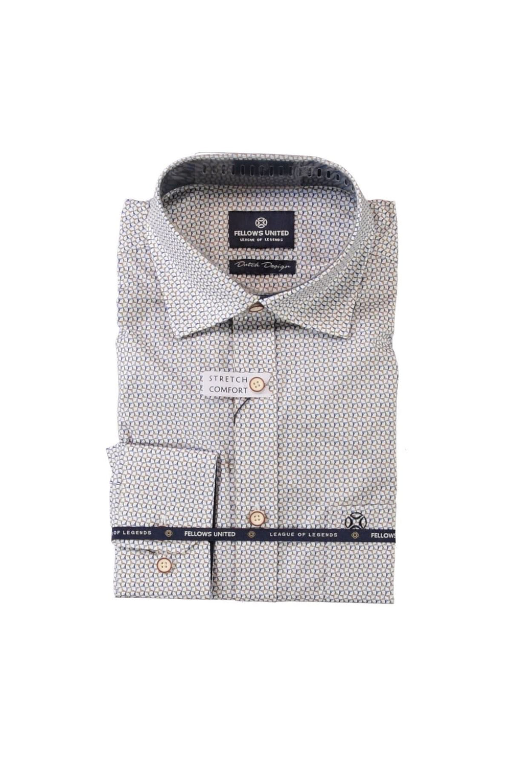 Chemise à manches courtes à motif géométrique avec col structuré et fermeture boutonnée, élégante pour un style quotidien soigné.