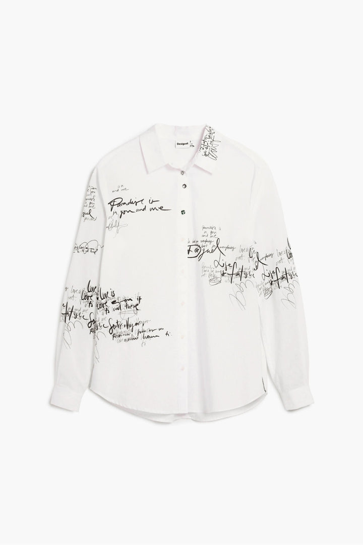Chemise à manches longues Paradise avec motifs graphiques artistiques, coupe droite, style moderne et confortable.