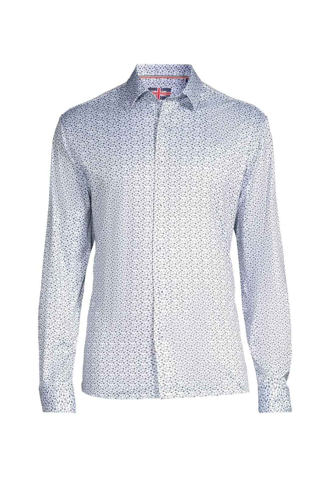 Chemise à manches longues à motif discret, imprimé micro fleuri, élégance moderne, idéale pour le bureau ou les soirées.