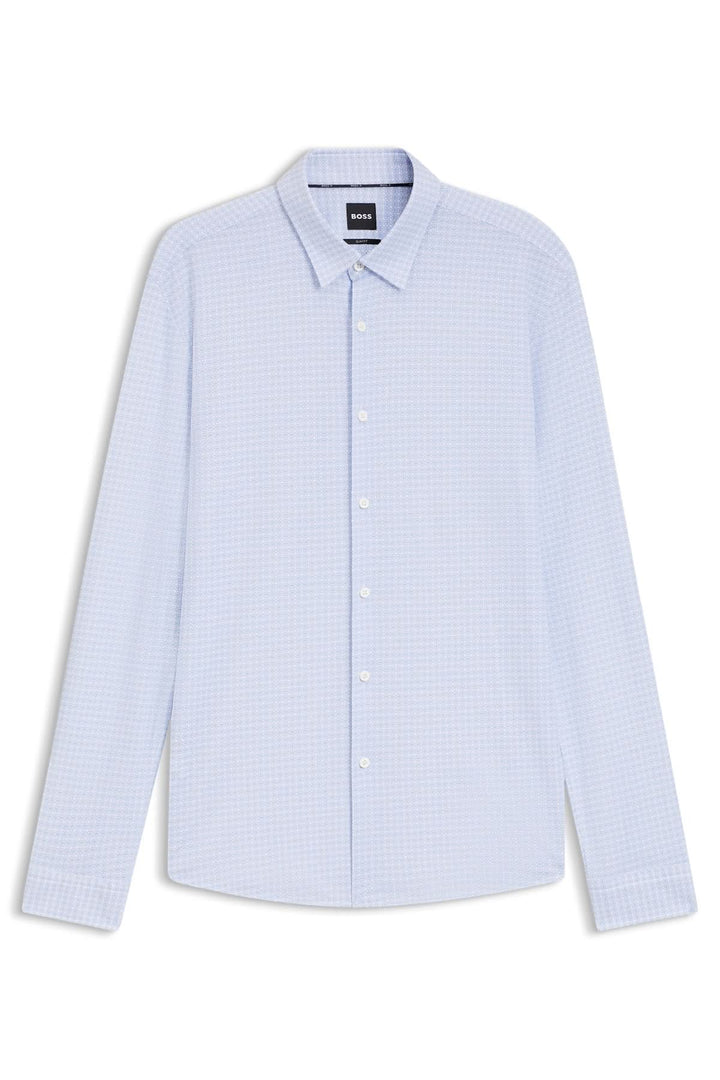 Chemise à motif moderne Roan Kent avec col Kent classique, coupe ajustée, par BOSS.