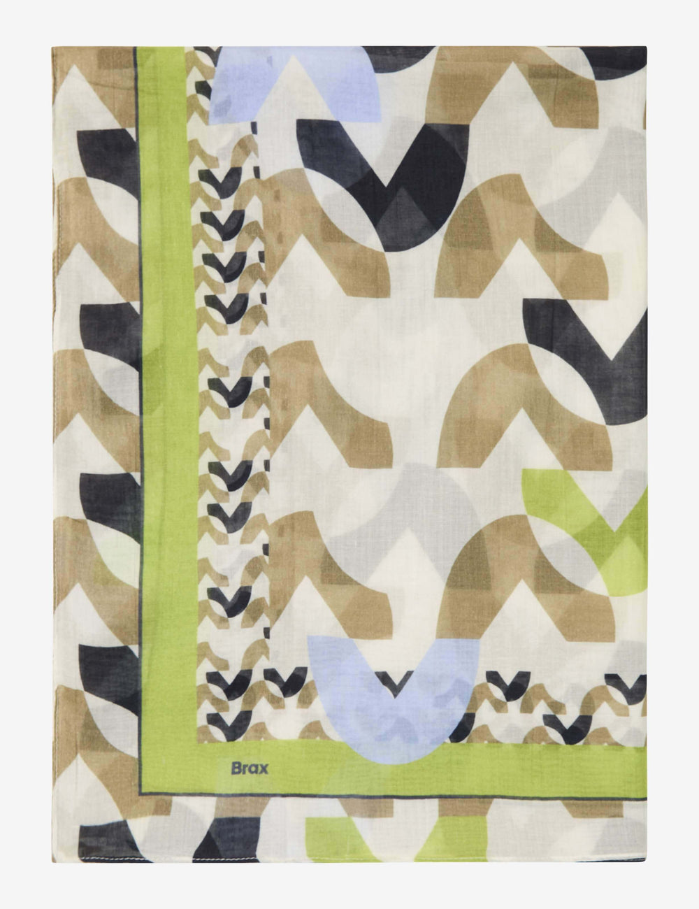 Foulard imprimé graphique JANINE avec formes géométriques fluides, idéal pour un style artistique et moderne.