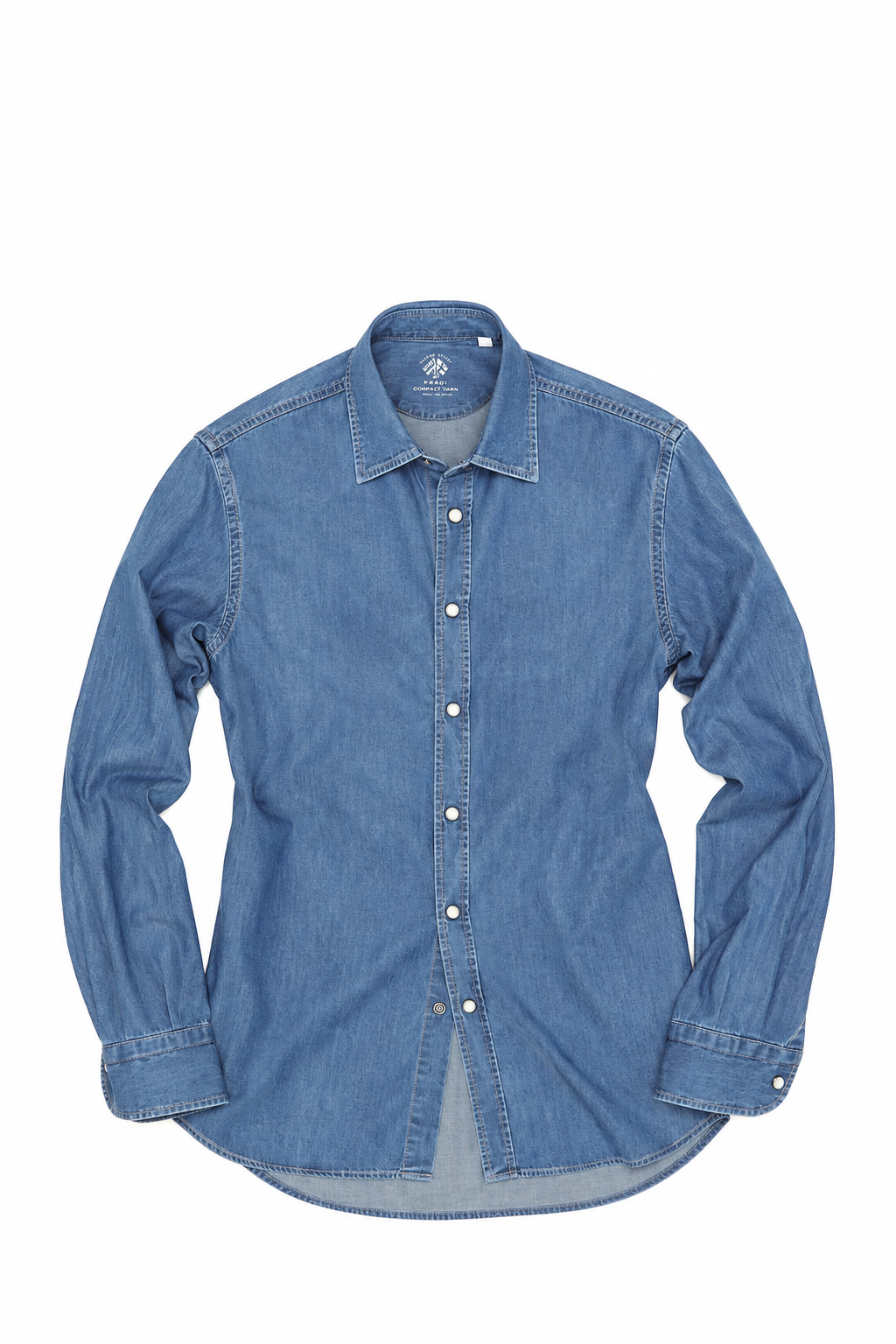 Denim shirt with snap buttons