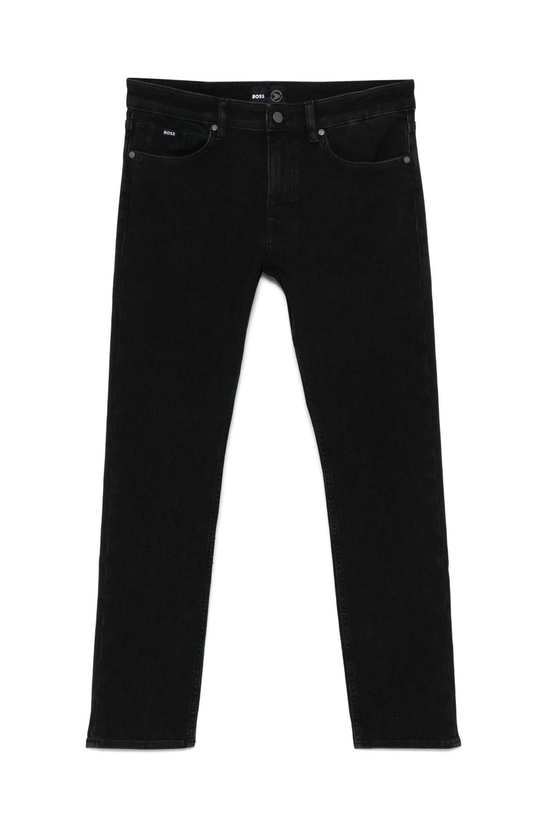 Jean noir BOSS slim fit en denim extensible, élégant et confortable, parfait pour un style quotidien.