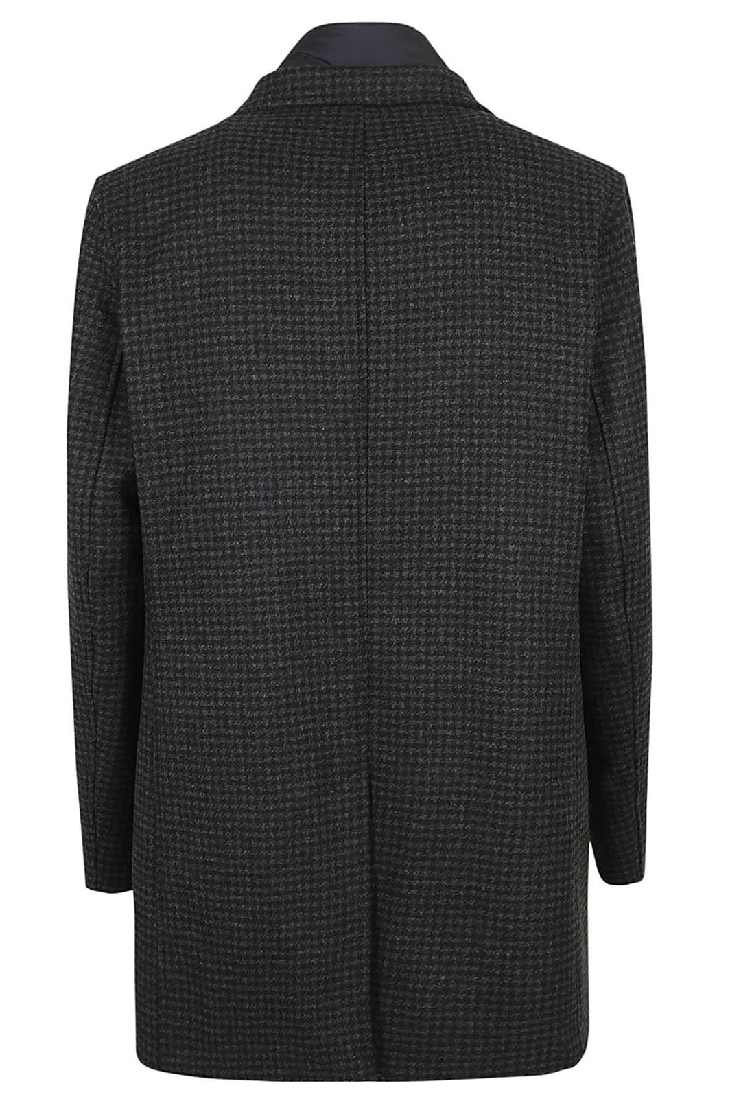 Manteau en laine pied-de-poule HERNO, vue arrière, coupe longue et ajustée, élégance moderne.
