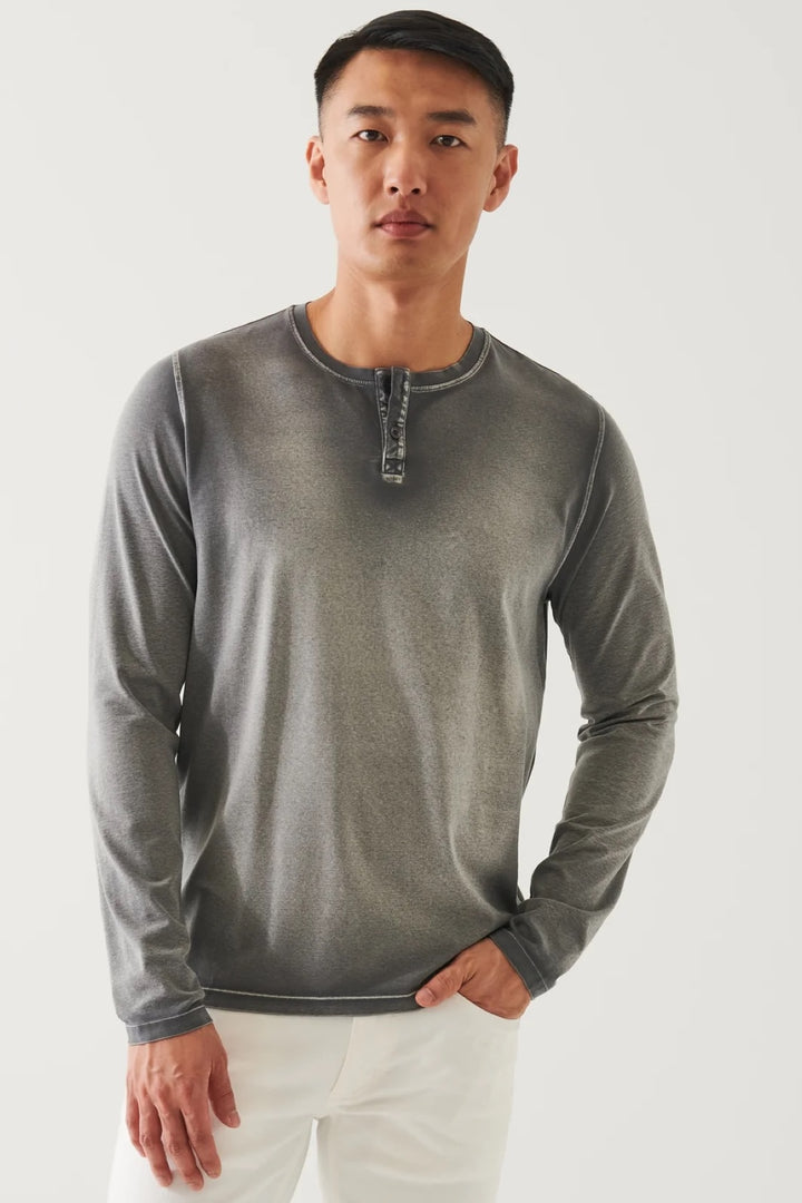 Henley en coton stretch vintage wash