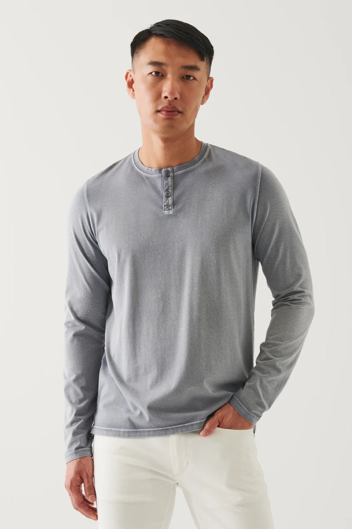 Henley en coton stretch vintage wash