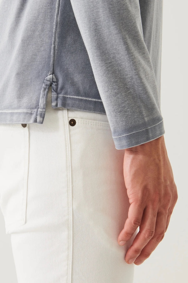 Henley en coton stretch vintage wash