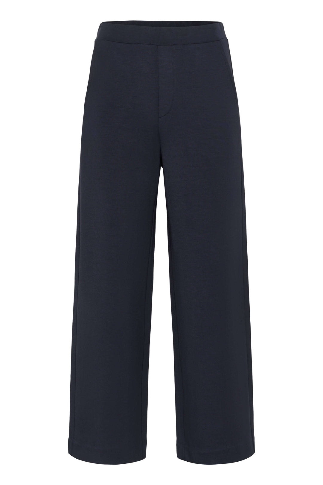 Pantalon à jambe large Gincette noir au style épuré, coupe droite ample, idéal pour bureau et occasions habillées, tissu souple et extensible.
