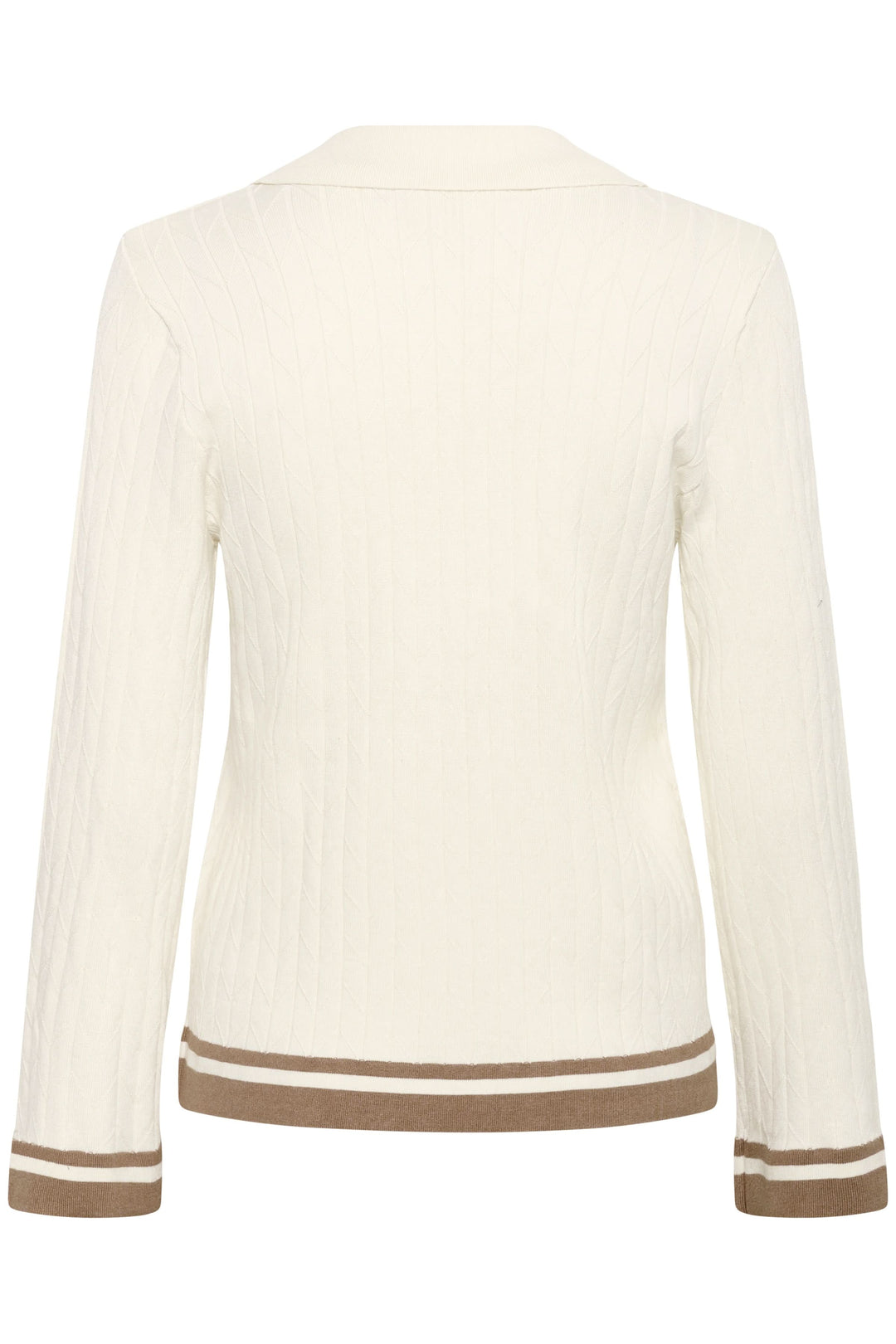 Vue arrière du Polo Villea en maille texturée blanche avec finitions contrastantes, style raffiné et moderne, col ouvert.