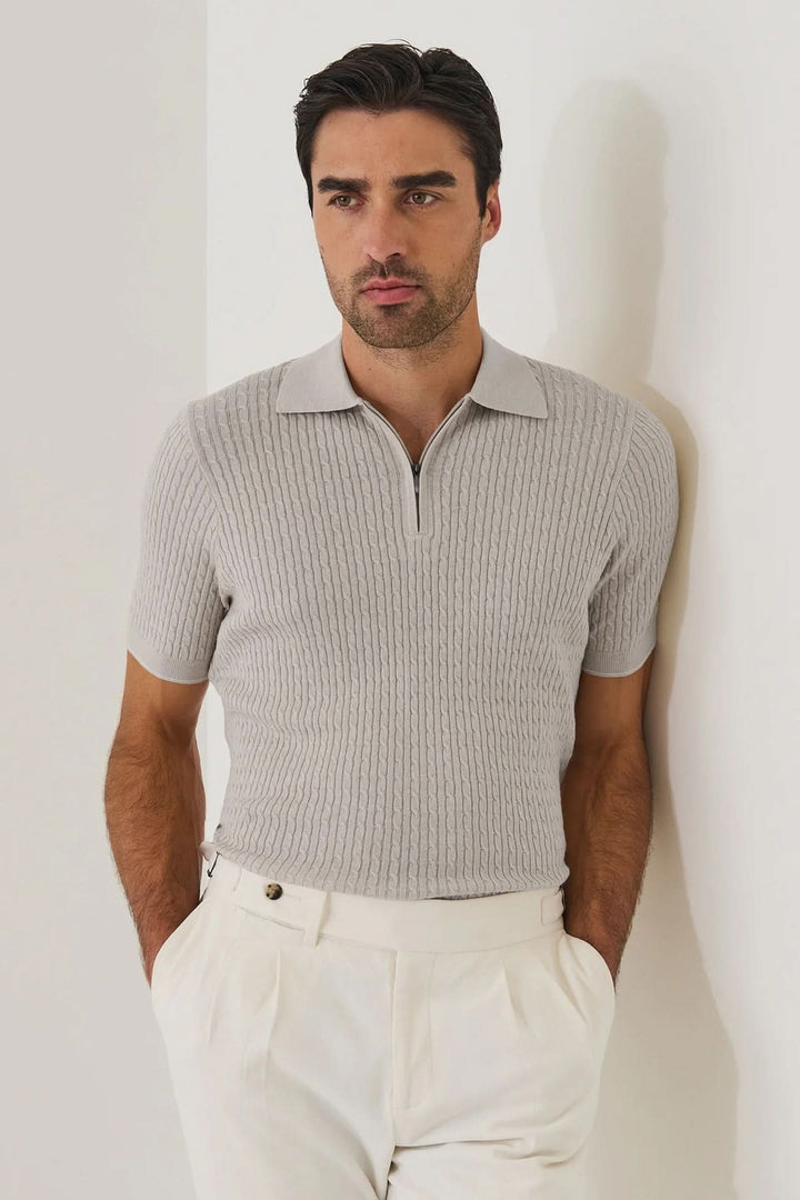 Polo tricot à fermeture éclair