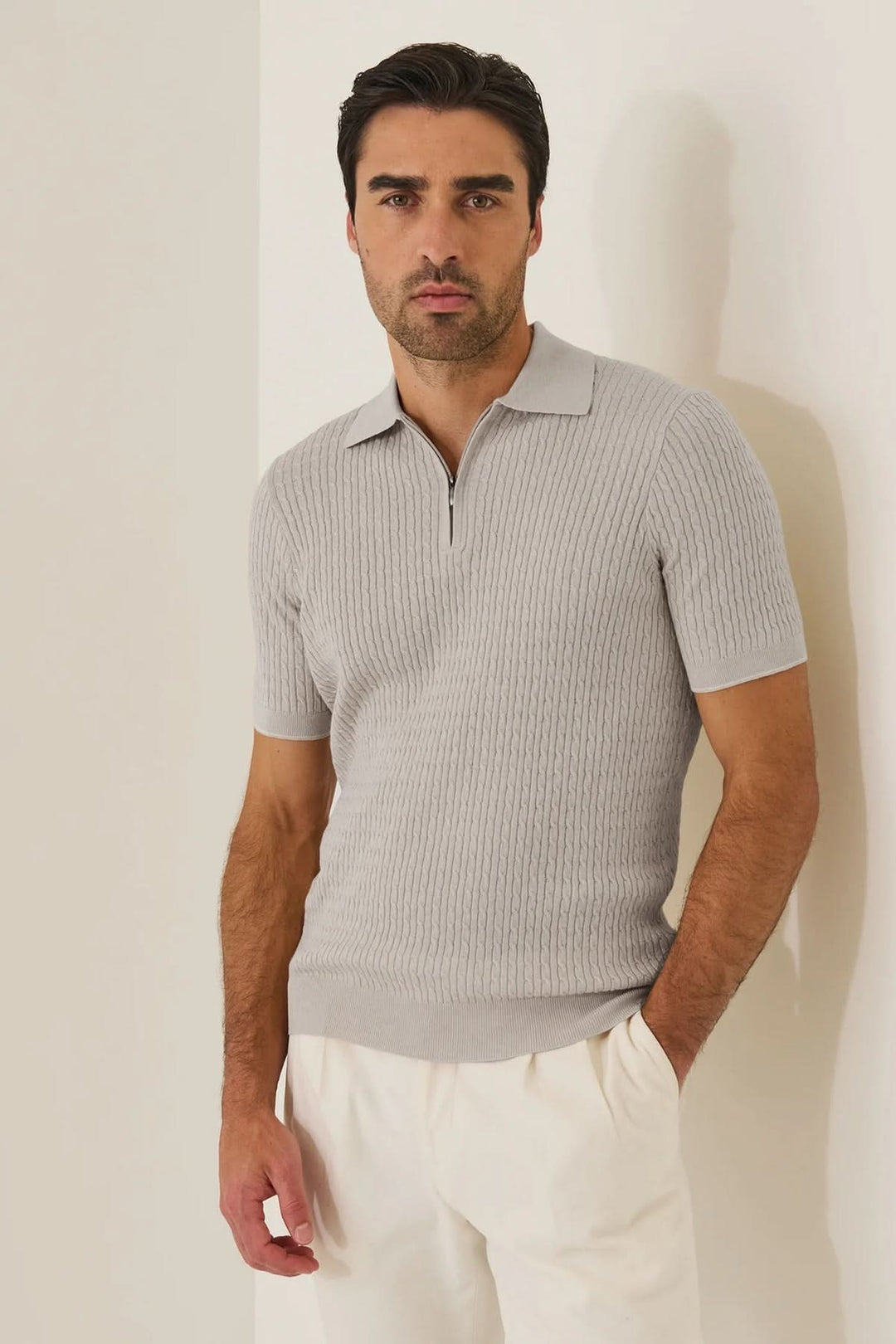 Polo tricot à fermeture éclair